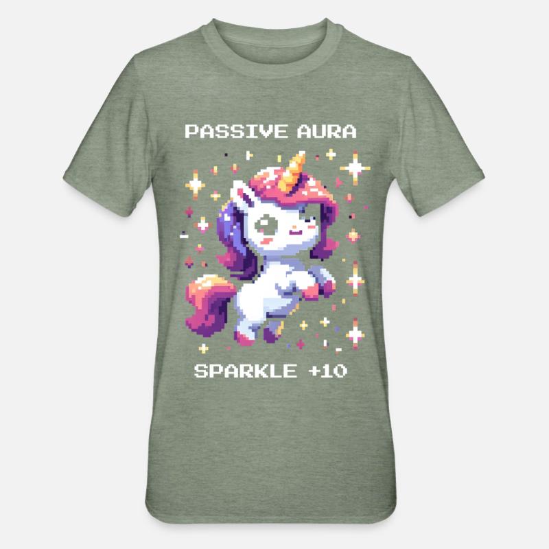 Passive Aura Active | Glitter Bonus - Unisex Polycotton T-Shirt - heather military green