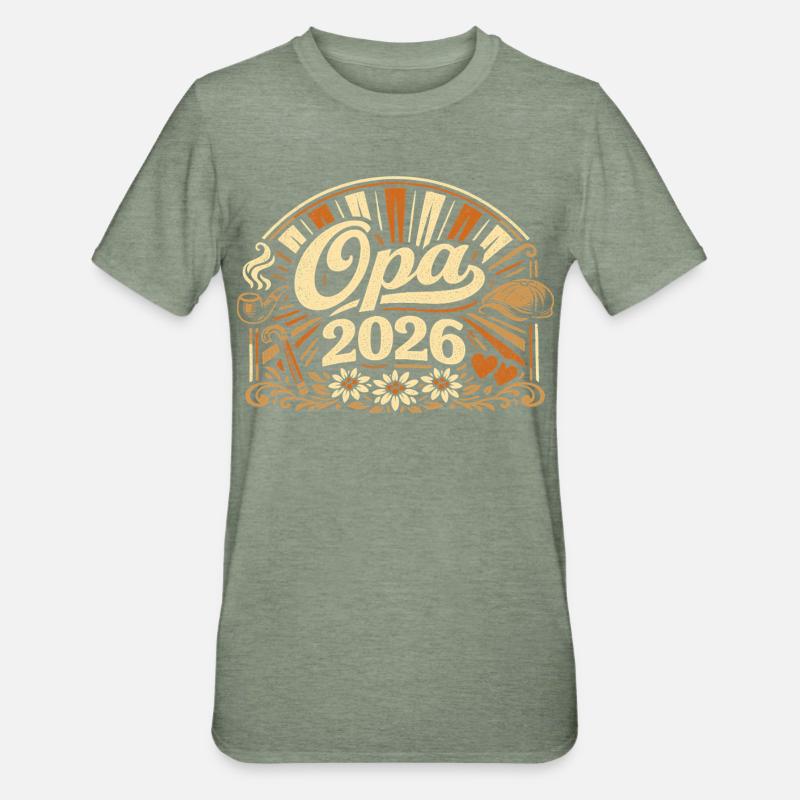 Opa 2026 Loading Geschenk  - Unisex Polycotton T-Shirt - Militärgrün meliert