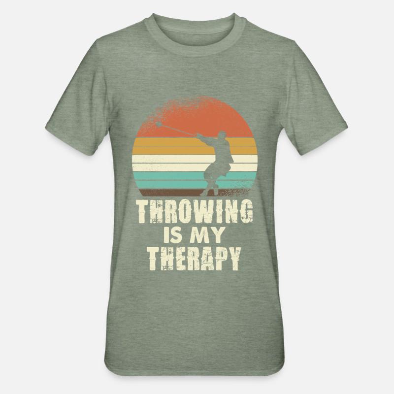 Throwing Therapy Retro Sunset - Unisex Polycotton T-Shirt - heather military green