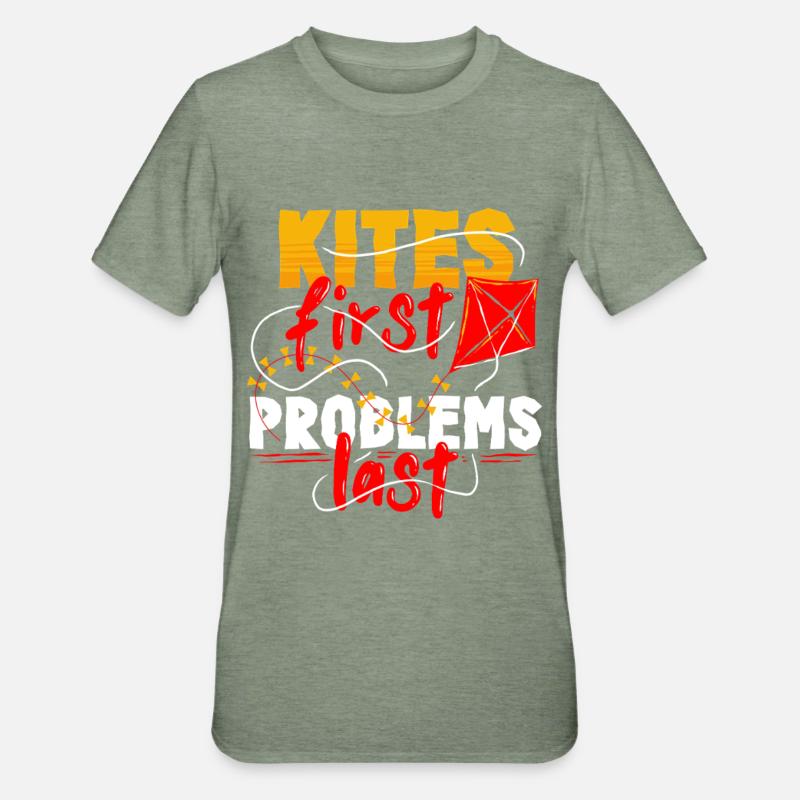 Drachen Drachensteigen - Unisex Polycotton T-Shirt - Militärgrün meliert