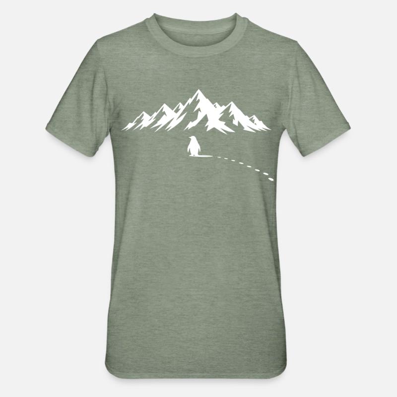 Pinguin Eisberg - Unisex Polycotton T-Shirt - Militärgrün meliert
