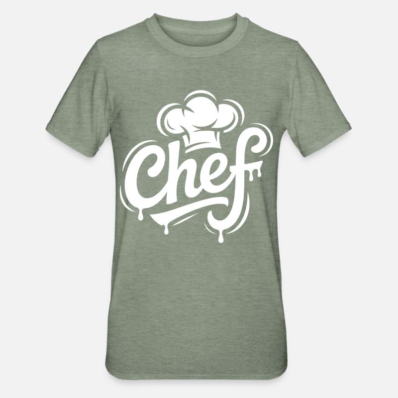 Lettrage du logo du chef - T-shirt polycoton Unisexe - vert kaki chiné