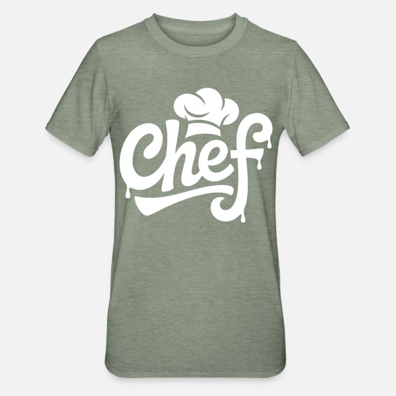 Chef Graffiti Küchenlogo - Unisex Polycotton T-Shirt - Militärgrün meliert