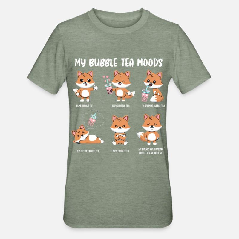 Fox Bubble Tea Meme - Unisex Polycotton T-Shirt - heather military green