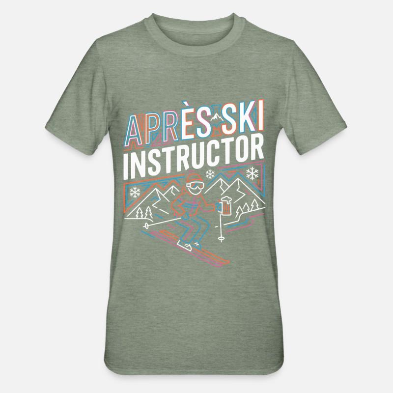 APRrès Moniteur de ski - T-shirt polycoton Unisexe - vert kaki chiné