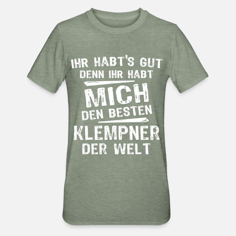Klempner - Unisex Polycotton T-Shirt - Militärgrün meliert
