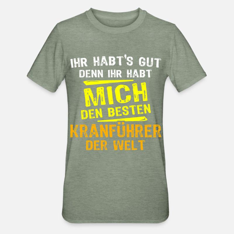 Kranführer Geschenk - Unisex Polycotton T-Shirt - Militärgrün meliert