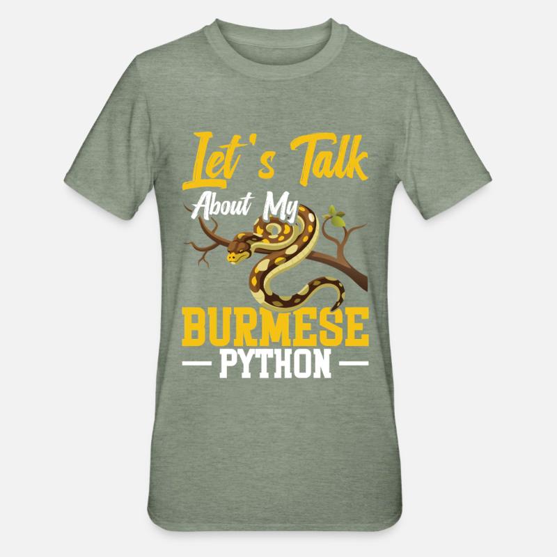 Burmesischer Python-Besitzer Schlangenterrarium Hide Python - Unisex Polycotton T-Shirt - Militärgrün meliert