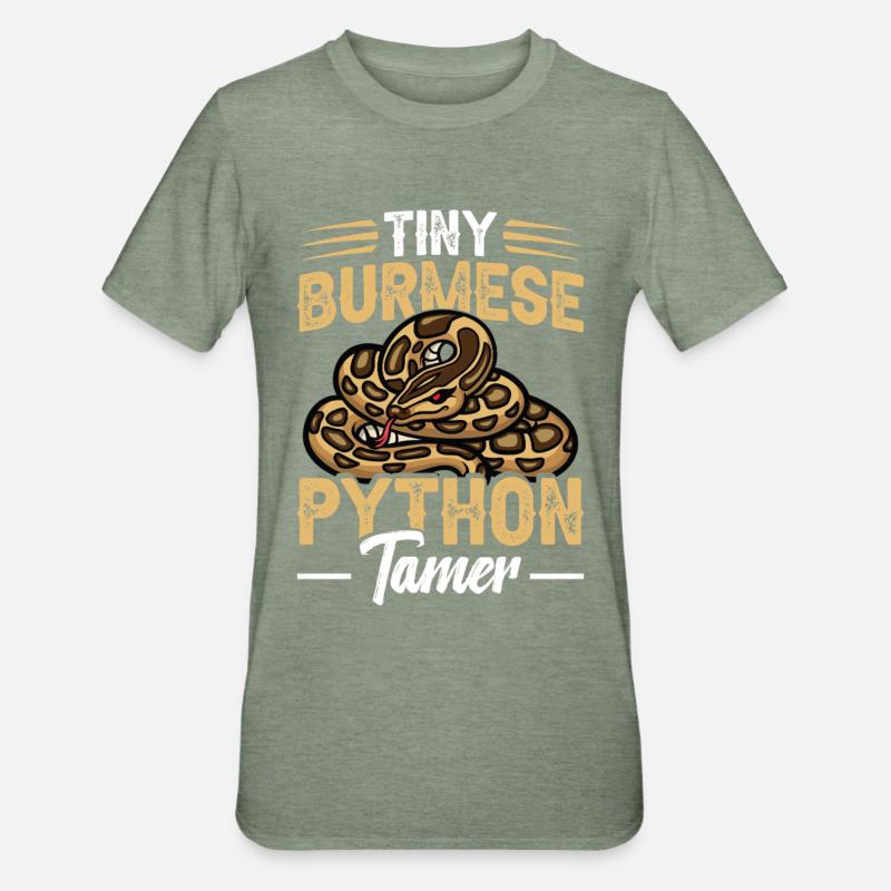 Python-Tamer-Schlangen-Terrarium-Reptilienhüter - Unisex Polycotton T-Shirt - Militärgrün meliert
