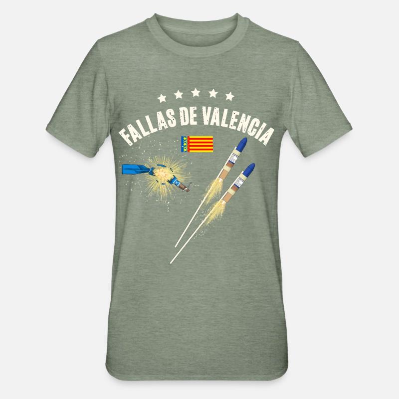 Fallas De Valencia Fireworks - Unisex Polycotton T-Shirt - heather military green