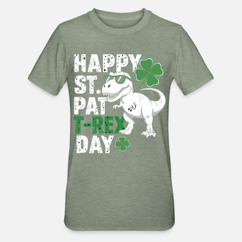 T-Rex pour la Saint-Patrick - T-shirt polycoton Unisexe - vert kaki chiné