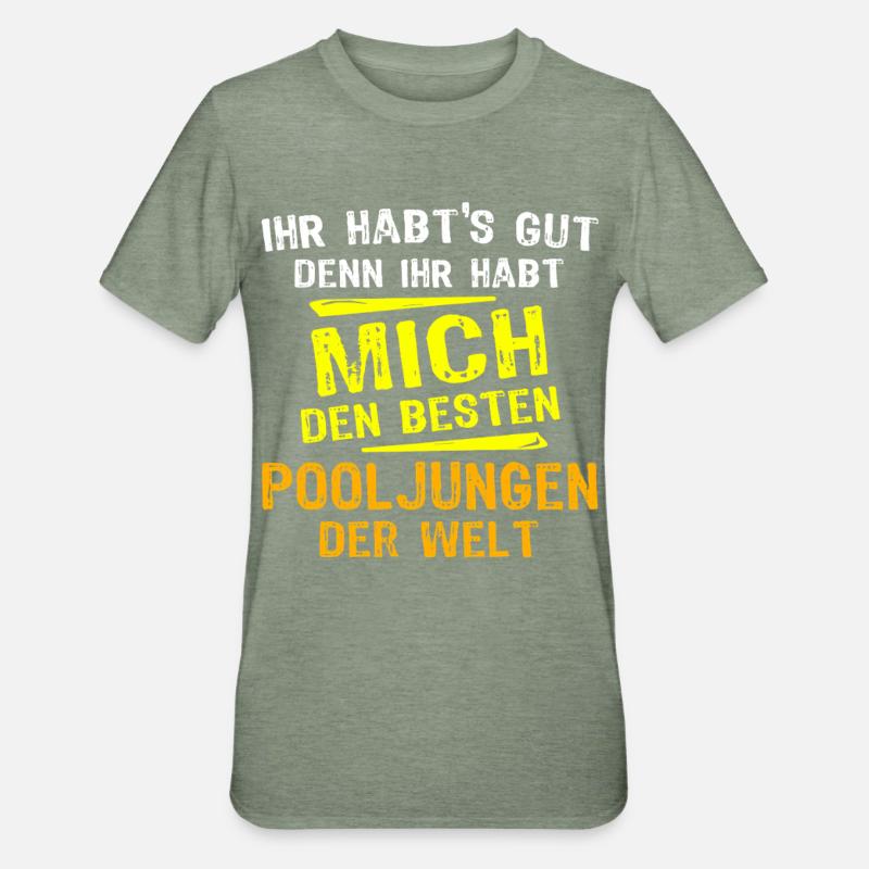 Pooljunge Geschenk - Unisex Polycotton T-Shirt - Militärgrün meliert