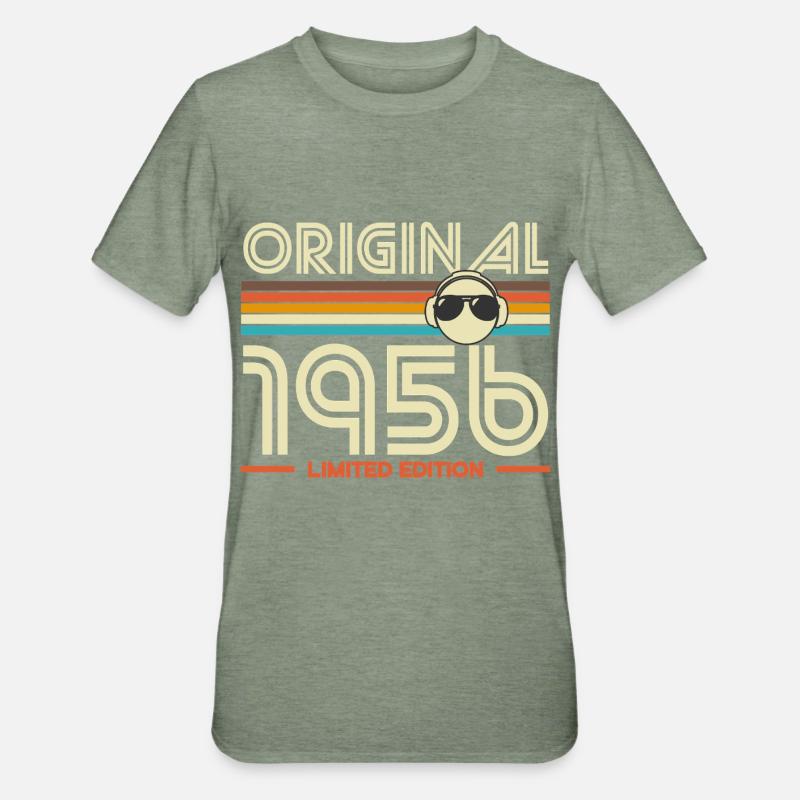 Original 1956 Retro Stripes - Unisex Polycotton T-Shirt - heather military green