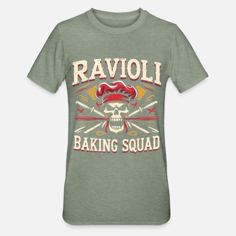 Ravioli Baking Squad - Unisex Polycotton T-Shirt - heather military green