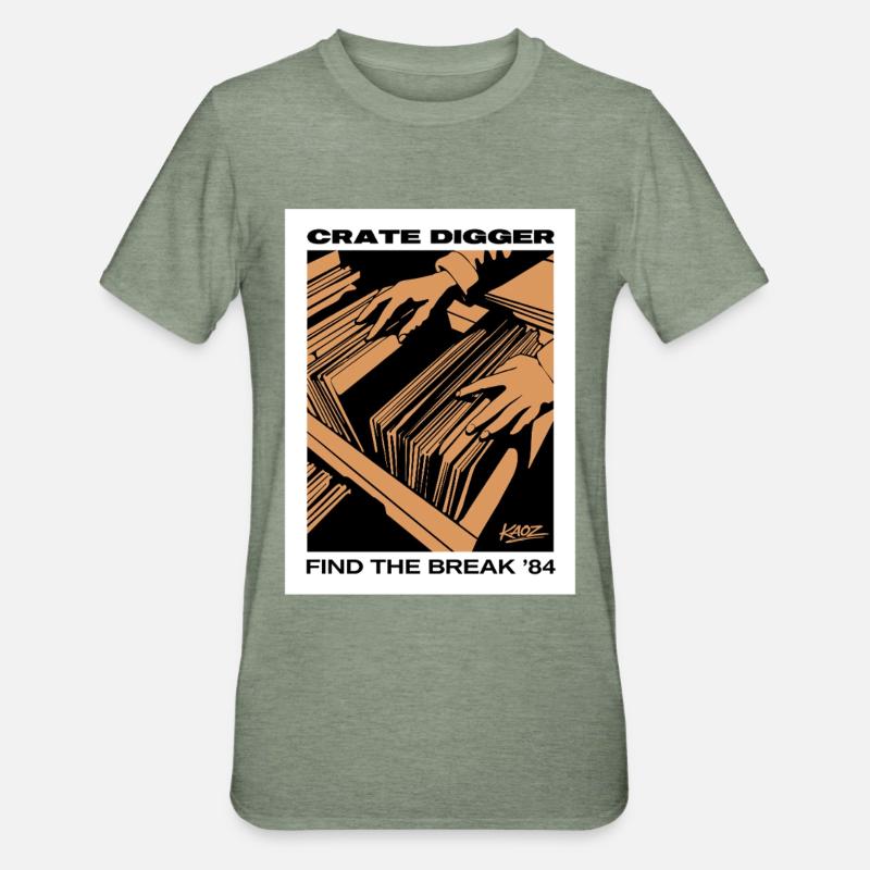 Affiche vinyle Crate Digger 84 - T-shirt polycoton Unisexe - vert kaki chiné