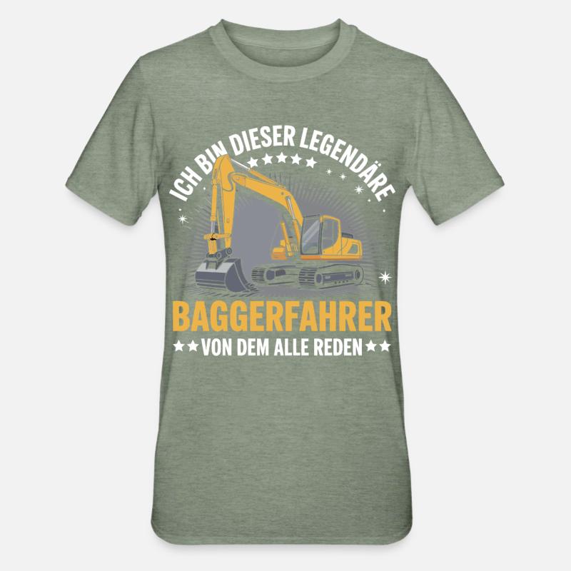 Baggerfahrer Bagger - Unisex Polycotton T-Shirt - Militärgrün meliert