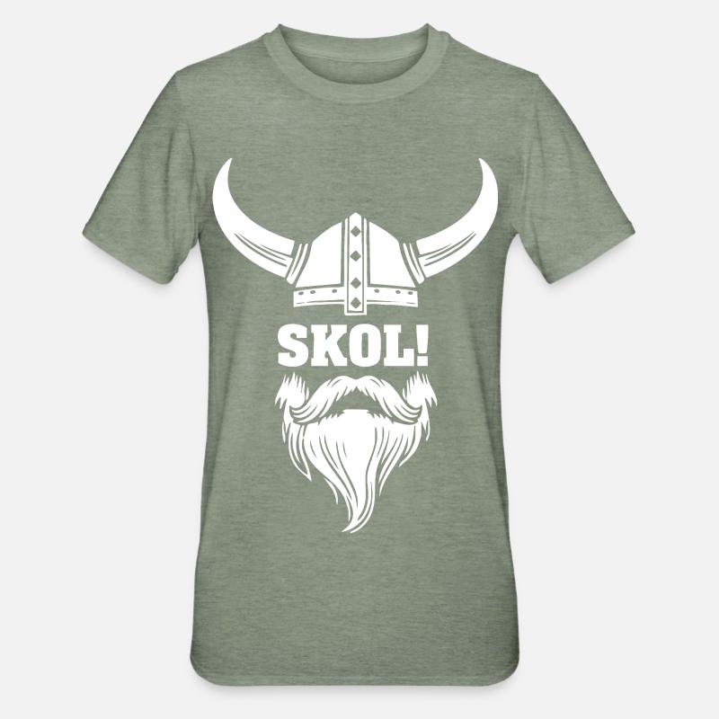 Wikinger-Skol Hornhelm-Bart-Maskottchen - Unisex Polycotton T-Shirt - Militärgrün meliert