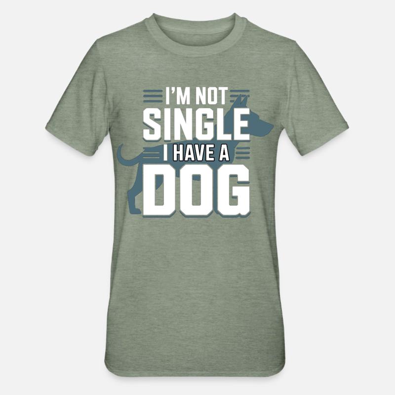 Non sono single – ho un cane - Maglietta unisex, mix cotone e poliestere - verde militare melange