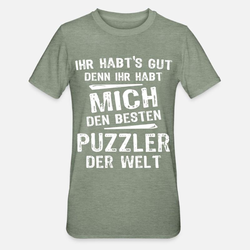 Puzzler - Unisex Polycotton T-Shirt - Militärgrün meliert