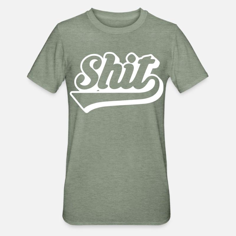 Merde Rétro Script - T-shirt polycoton Unisexe - vert kaki chiné