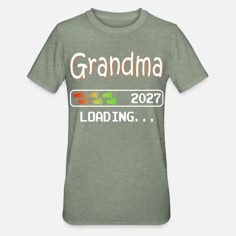 Werdende Oma 2027 loading zukünftige Großmutter - Unisex Polycotton T-Shirt - Militärgrün meliert
