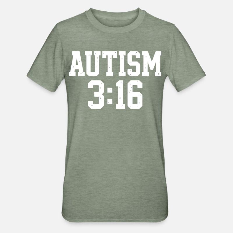 Autism Acceptance Typography - Unisex Polycotton T-Shirt - heather military green
