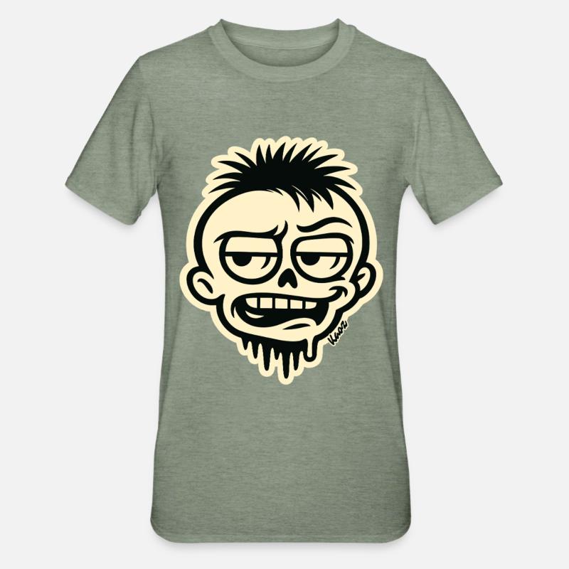 Graffiti sur le crâne - T-shirt polycoton Unisexe - vert kaki chiné