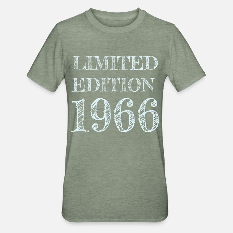 1966 60e année de naissance - T-shirt polycoton Unisexe - vert kaki chiné