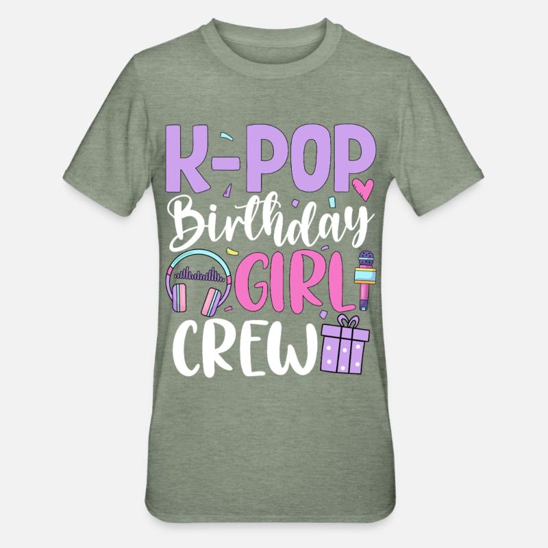 K Pop Équipe des Filles d’Anniversaire - T-shirt polycoton Unisexe - vert kaki chiné