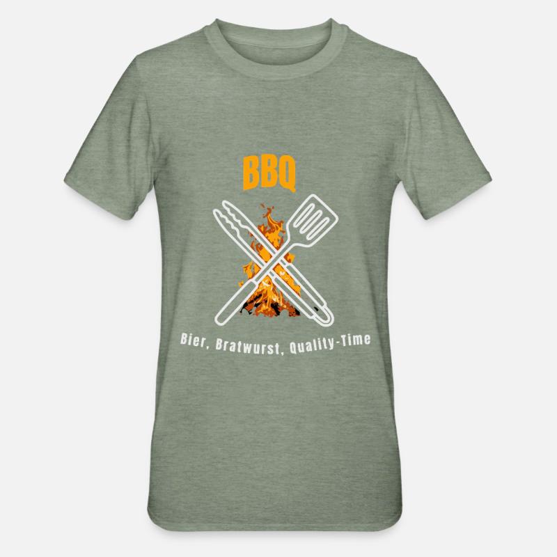 Bratwurst BBQ Temps de qualité - T-shirt polycoton Unisexe - vert kaki chiné