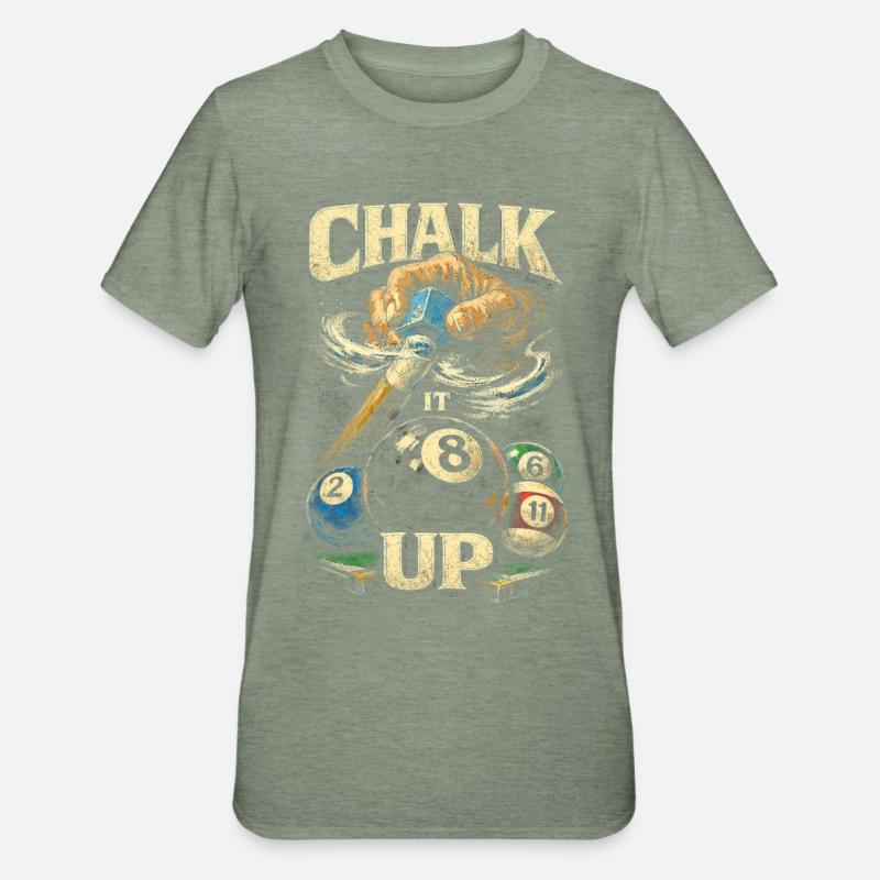 Billard à 8 billes : craie - T-shirt polycoton Unisexe - vert kaki chiné