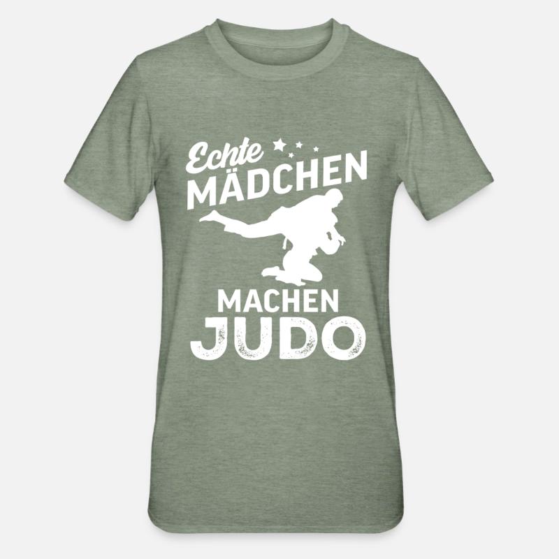 echte maedchen machen judo  - Unisex Polycotton T-Shirt - Militärgrün meliert