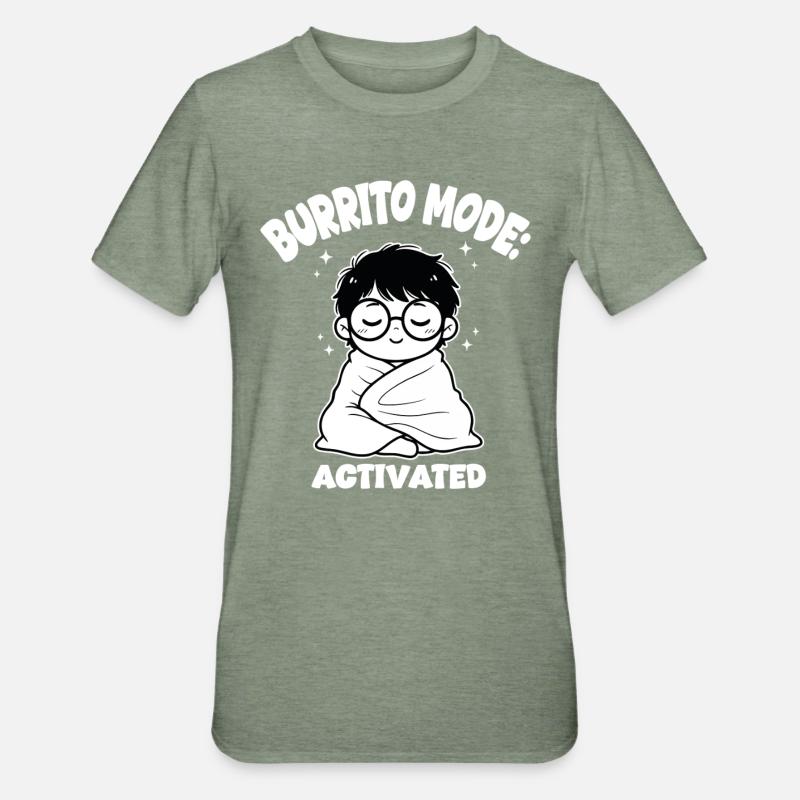 Burrito-Cover-Modus - Unisex Polycotton T-Shirt - Militärgrün meliert