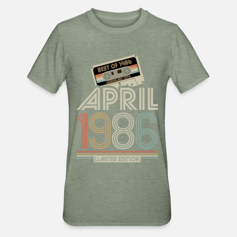 Meilleur d’avril 1986 cassette | Édition limitée - T-shirt polycoton Unisexe - vert kaki chiné