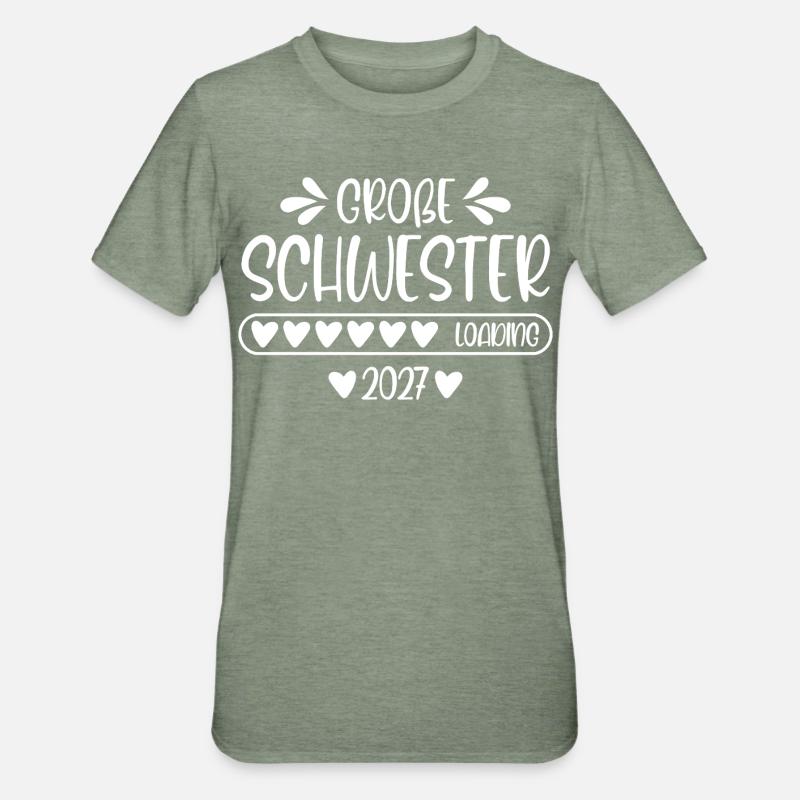 Große Schwester 2027 loading - Unisex Polycotton T-Shirt - Militärgrün meliert