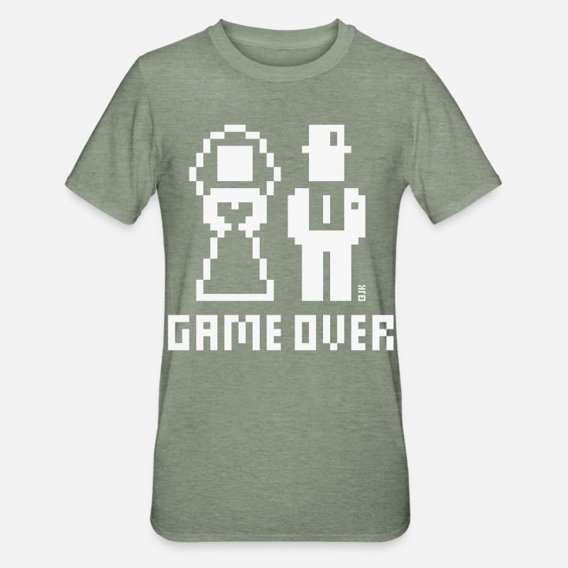 Game Over (Addio al celibato, sposa Pixel / W in grassetto) - Maglietta unisex, mix cotone e poliestere - verde militare melange