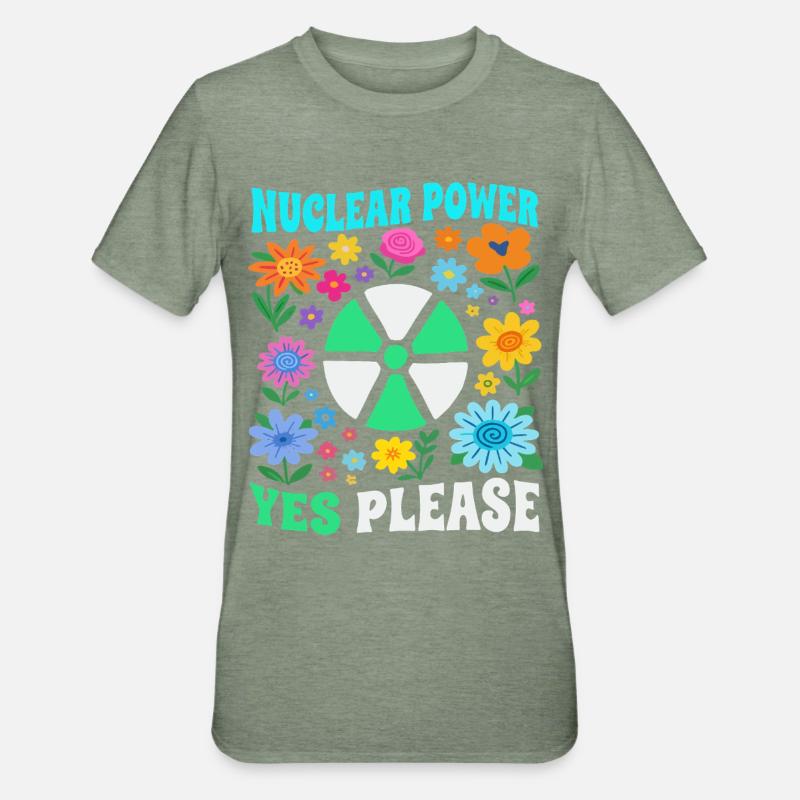 Atomkraft ja bitte mit Blumen - T-shirt polycoton Unisexe - vert kaki chiné