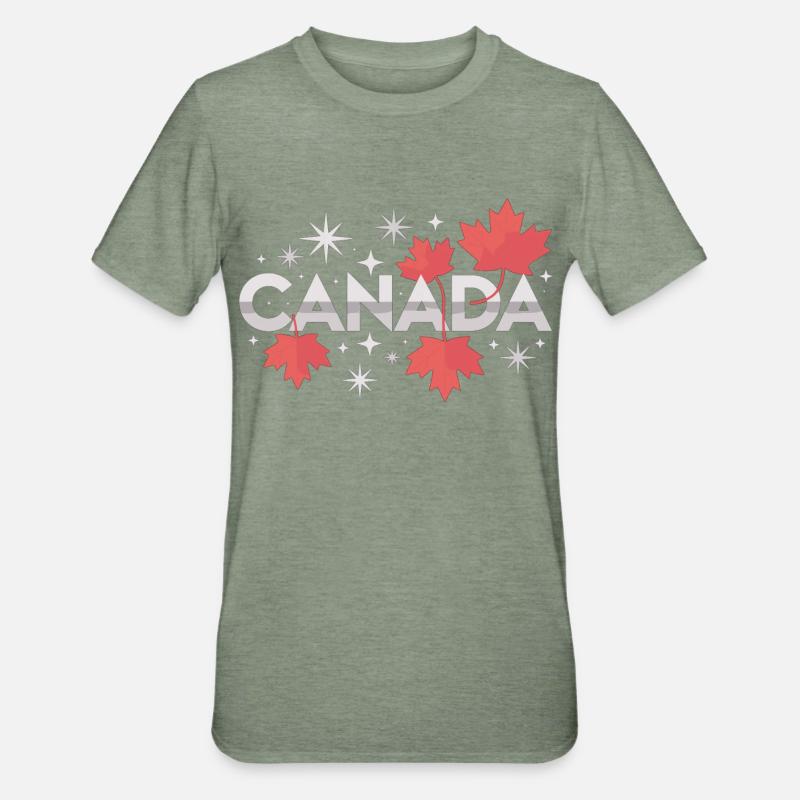 Canada Maple Leaf Gift Idea - Unisex Polycotton T-Shirt - heather military green