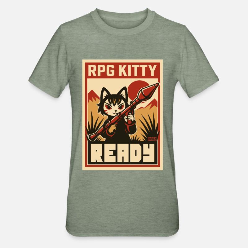 Affiche RPG Kitty Ready - T-shirt polycoton Unisexe - vert kaki chiné
