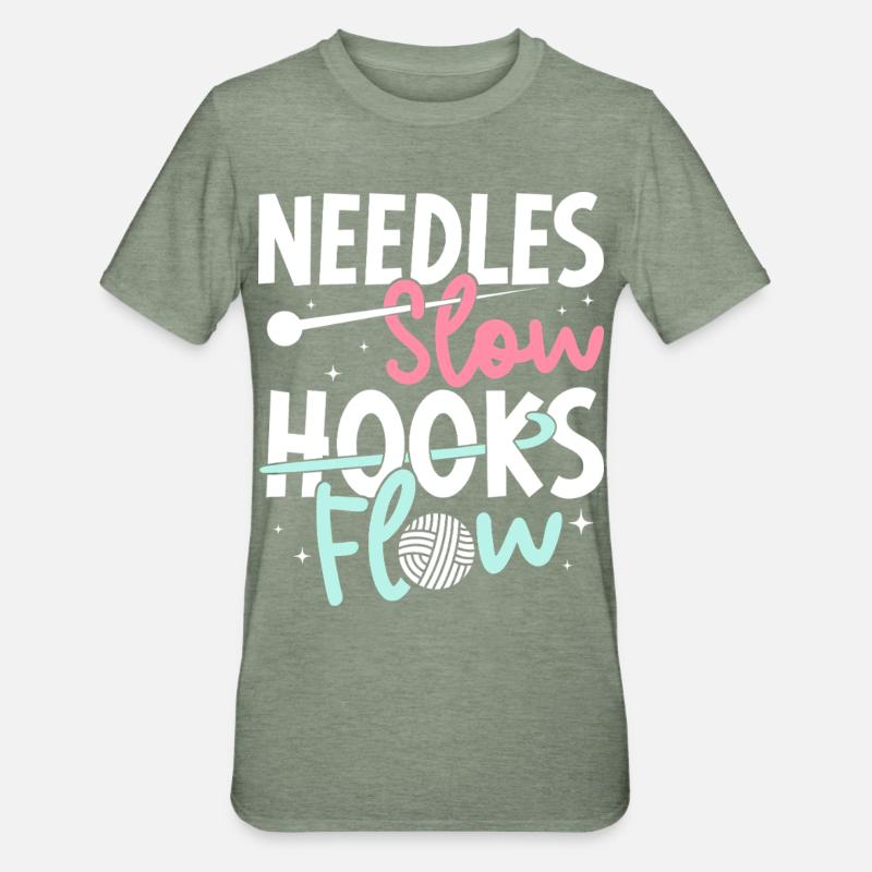 Crochet Hooks Flow Crocheter - Unisex Polycotton T-Shirt - heather military green