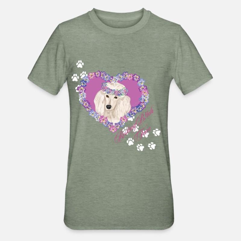 Resting B!tch Face Pudel - Unisex Polycotton T-Shirt - Militärgrün meliert