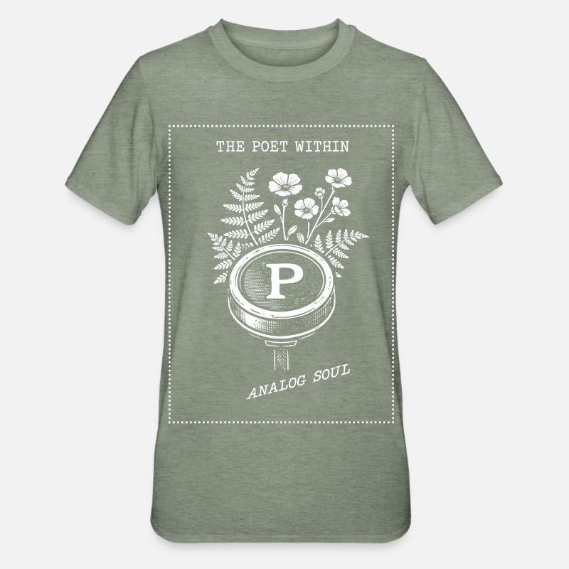 Der Poet In Dir. Analog Seele - Unisex Polycotton T-Shirt - Militärgrün meliert