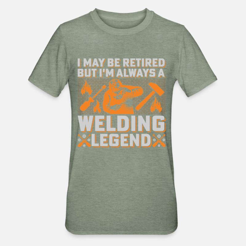 Welding Legend: Flames & Tools Welders - Unisex Polycotton T-Shirt - heather military green
