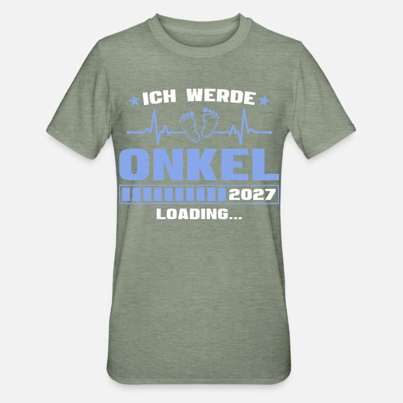 Ich werde Onkel 2027 – Werdender Onkel - Unisex Polycotton T-Shirt - Militärgrün meliert