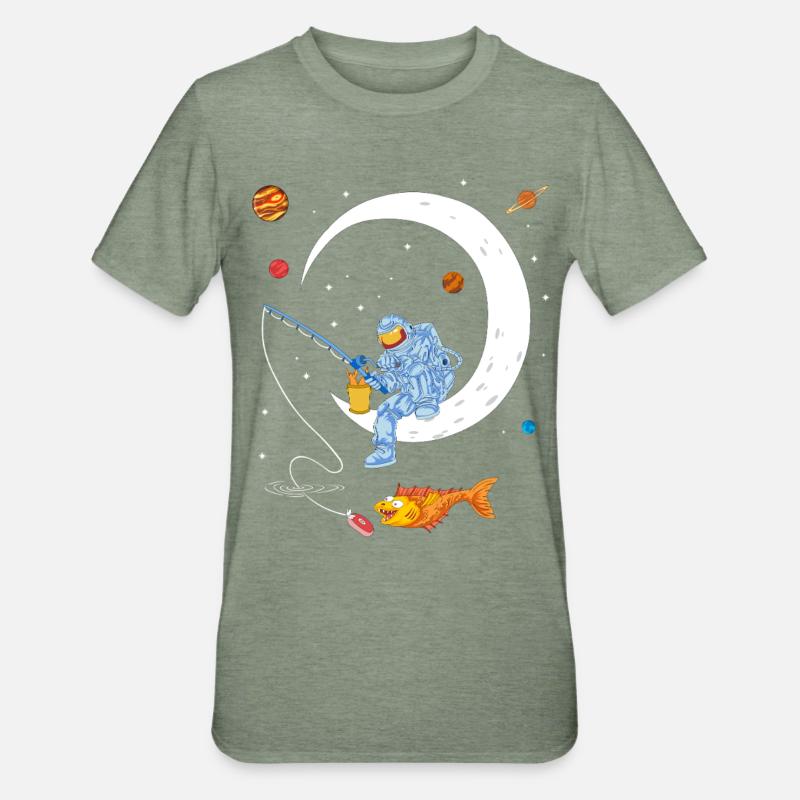 Chemise spatiale de pêche d’astronaute - T-shirt polycoton Unisexe - vert kaki chiné