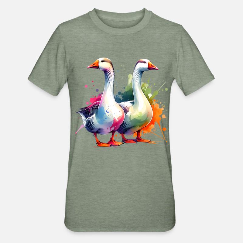 Emdengans Embden Goose - T-shirt polycoton Unisexe - vert kaki chiné