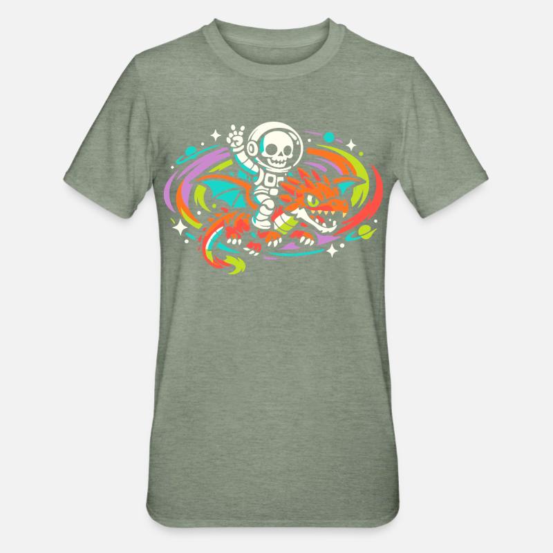 Dragon de l’Espace - T-shirt polycoton Unisexe - vert kaki chiné
