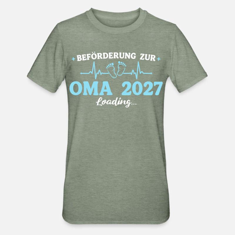 Oma 2027 Beförderung Großmutter Geschenk - Unisex Polycotton T-Shirt - Militärgrün meliert