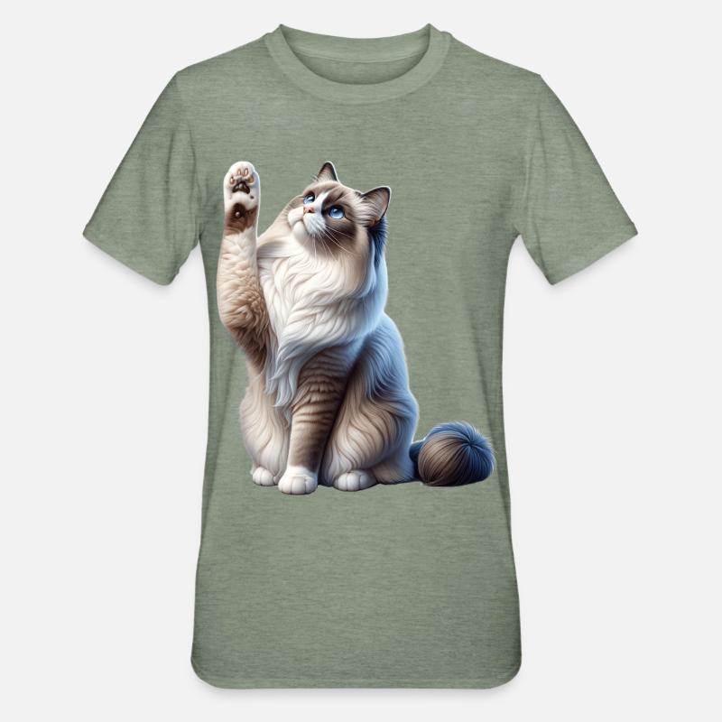 Ragdoll Katze Chatte Ragdoll - T-shirt polycoton Unisexe - vert kaki chiné