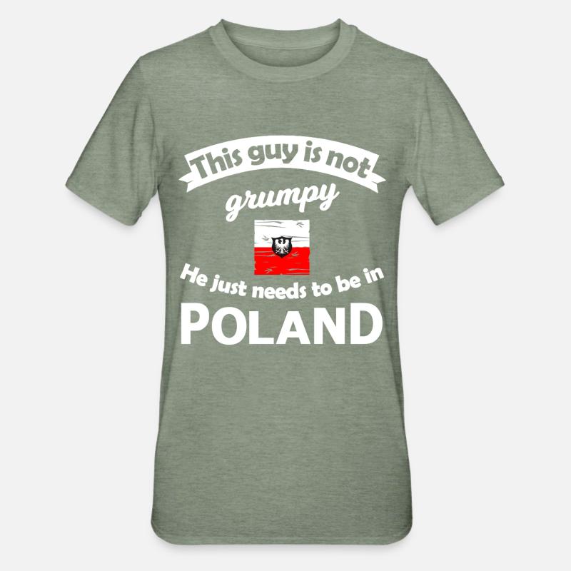Polen Not Grumpy Tee - T-shirt polycoton Unisexe - vert kaki chiné